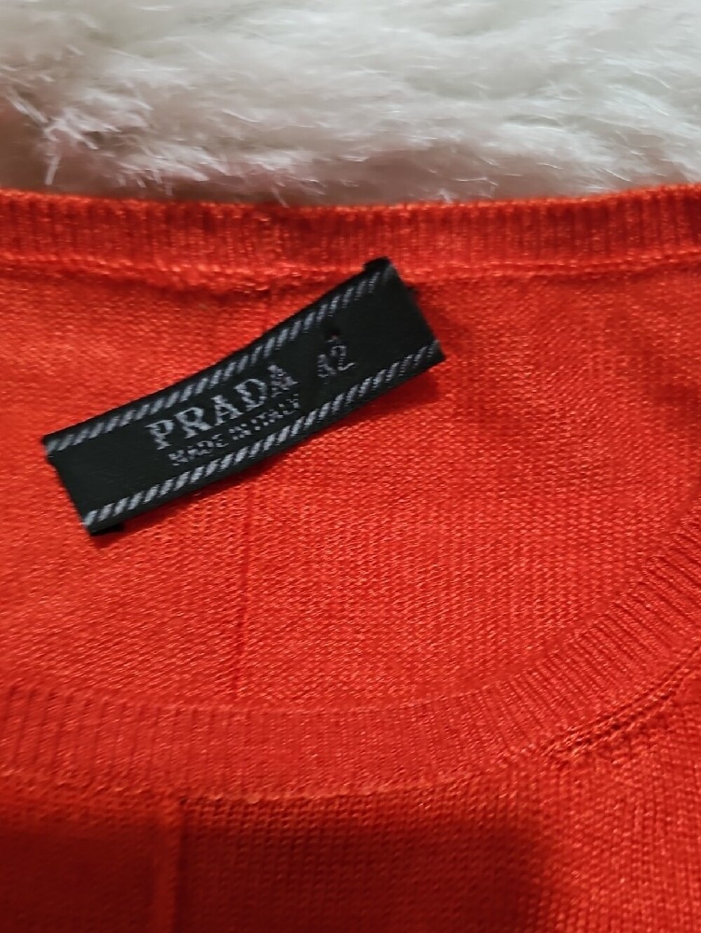 Cropped Crewneck Sweater in Bright Orange - Picture 2 of 7